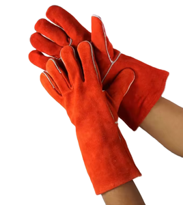 Guantes DE SEGURIDAD DE CUERO dividido de piel de vaca con puño largo más populares, guantes de trabajo anticorte resistentes al calor a prueba de fuego para - Product Image 3