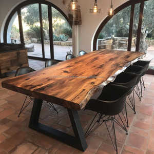 Table à manger carrée en bois massif de luxe KALATRI, fabriquée à la main, écologique, avec pieds en métal, meubles modernes pour la maison, ensemble assemblé - Product Image 2