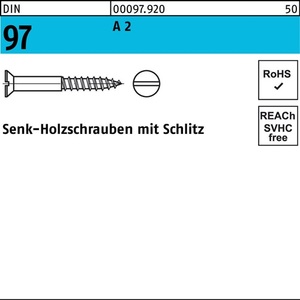 Tornillo para Madera DIN 97 con Cabeza Avellanada y Ranura 6 X 100, Paquete de 2 100 Piezas - Product Image 1