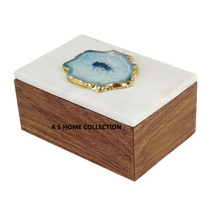 Joyero decorativo con tapa dorada de metal de mármol blanco de alta calidad - Product Image 5