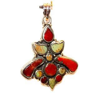 Bijoux Vintage du Népal fabriqués à la main pierres précieuses corail rouge pendentif Offre Spéciale femmes bijoux cadeau personnalisé fête argent 925 bande OEM - Product Image 2