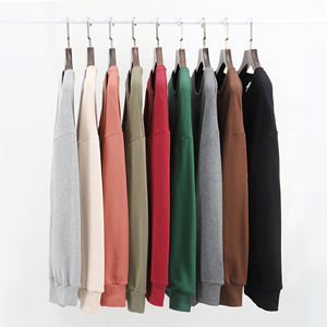 Listo Stock venta al por mayor logotipo personalizado suéter de cuello redondo sudaderas de cuello redondo 320g 100% algodón hombres tejido sudaderas con capucha - Product Image 1