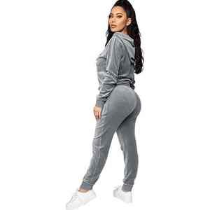 Ensemble de survêtement en molleton décontracté personnalisé avec logo en diamant et strass brodé pour l'hiver 2026, ensemble 2 pièces, survêtement violet pour femmes - Product Image 4