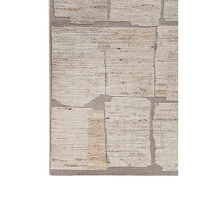 Alfombra de Lana Anudada a Mano Aprezo Beige Marrón Re-1612, Diseño Rectangular de Patchwork para Sala de Estar, Pasillo, Entrada - para Adolescentes - Product Image 4