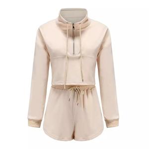 GAF-Conjunto de Sudadera con capucha y pantalones cortos personalizados para mujer, ropa deportiva con media cremallera para Yoga, Top de manga larga, venta al por mayor - Product Image 5