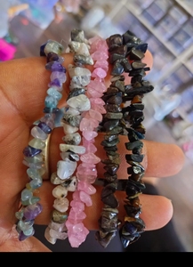 Wholesale Natural Gemstone Chip <b>Bracelets</b> | Authentic Polished Crystal Healing Jewelry Bulk Irregular Stone <b>Elastic</b> <b>Bracelets</b> - Product Image 2