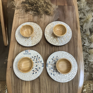 Placemat décoratif bohème fait main et écologique avec incrustation de nacre, centre de table, bol de rangement pour fruits - Product Image 6