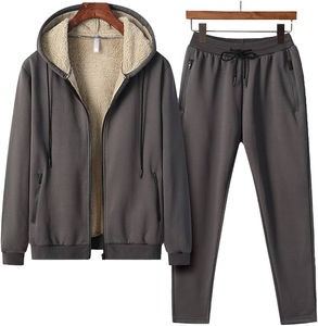 Haut à capuche en polaire épaisse et pantalon évasé empilé ensemble deux pièces tenue décontractée chaude pour l'hiver Streetwear mode sweats à capuche - Product Image 2