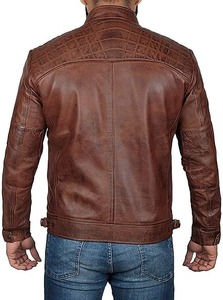 Chaqueta de cuero de lana de cordero para hombre Cafe Racer Style Hot PU con cuello levantado y cierre de cremallera Características personalizadas geniales - Product Image 3
