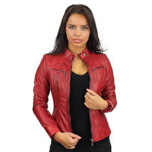 2024 New Women's Varsity Jacket High Quality Leather Unique Casual Winter Wear with Cotton Filling Wholesale - Product Image 1