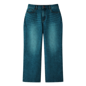 Jean en denim taille haute coupe droite pour femme grande taille, coupe ample, délavage foncé, été, respirant, coton, style vintage, décontracté, vêtement de travail, OEM - Product Image 4