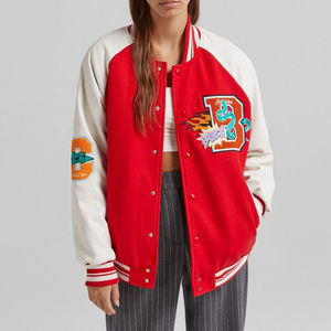 Entrega rápida de retazos personalizados Real Varsiti mangas de cuero Chenille parches bordados Varsity chaquetas Letterman Bomber Jacket - Product Image 6