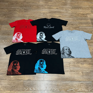 Camiseta Negra de Manga Corta para Hombre con Estampado de Foto de Benjamin Franklin, Logotipo Frontal, Tejido de Rizo Ecológico, Estilo Urbano, Cuello Redondo, Algodón - Product Image 4