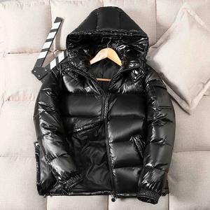 Parka de invierno para hombre y mujer, abrigo grueso de plumón de pato con cuello levantado, superficie brillante, estilo acolchado para senderismo, tela de lona para parejas - Product Image 3