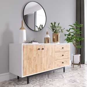 Armoire de présentation minimaliste en bois d'hévéa pour salon 140x35x68cm Meuble de maison KTB68061 - Product Image 4