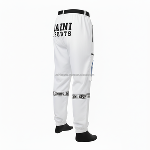 210GSM Lightweight Polyester Ripstop Fabric <b>White</b> Elastic Waist Custom Logo Embroidery And Printing Design washed <b>men's</b> <b>pants</b> - Product Image 3