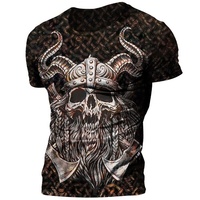Camisetas de Manga Corta para Hombre, Transpirables, Personalizables, con Estampado de Calavera 3D Vintage, Estilo Hip Hop, Cuello Redondo, Talla Grande, Gran Venta de Verano