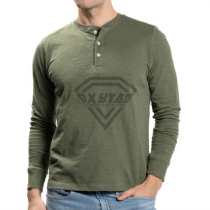 Vente en gros 100% coton T-shirts pour hommes col rond manches longues Logo personnalisé anti-boulochage respirant coupe courte haute qualité mode - Product Image 5