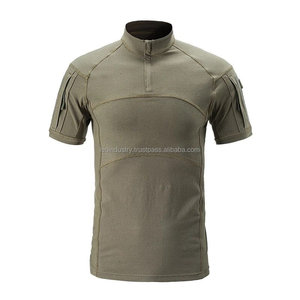 เสื้อสวมหัวแขนสั้นผู้ชายกลางแจ้งการฝึกอบรมกระเป๋าซิปแห้งเร็วเสื้อยืดเสื้อยุทธวิธี - Product Image 1