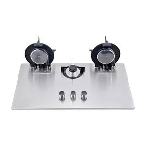 Cuisinière à gaz exclusive en acier inoxydable à trois brûleurs avec couvercle rabattable, à économie d'énergie, disponible - Product Image 1
