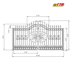Porte d'allée en fer forgé avec cadre en métal robuste, conception de panneau élégant et système d'automatisation de porte en option - Product Image 6