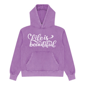 Sudadera con capucha de lavado ácido de alta calidad para hombres, ropa de calle de manga larga, sudaderas con capucha para hombres adultos Sun Fad con logotipo serigrafiado - Product Image 5