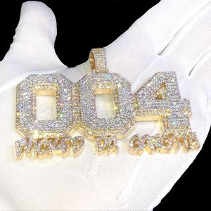 Colgantes de Plata de Ley 925 con Baño de Oro y Diamantes Moissanite, Estilo Hip-hop, Personalizables, de Alta Gama - Product Image 2