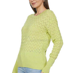 Fait sur mesure de haute qualité à la mode tricoté laine col rond femmes décontracté coupe ajustée pull hiver grande taille pull décontracté - Product Image 2