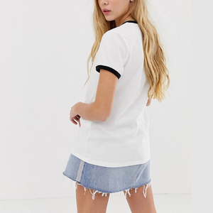 Venta al por mayor de algodón orgánico de las mujeres Ringer camisetas con etiqueta OEM ecológico transpirable de talla grande para la temporada de primavera - Product Image 3