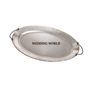Bandeja de servicio galvanizada, forma redonda, hecha a mano, superventas, diseñador, artículos de boda de lujo, mesa, venta al por mayor, bandeja de servicio de Metal - Product Image 2