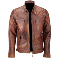 Chaqueta Bomber Larga Formal de Seda Encerada Vintage en Cuero Genuino con Producción Clásica y Acabado Resistente
