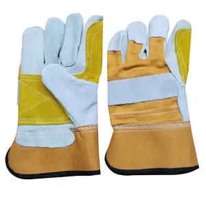 Gants de travail en cuir véritable de vache industrielle de construction largement utilisés sur mesure en vrac Double paume toutes tailles