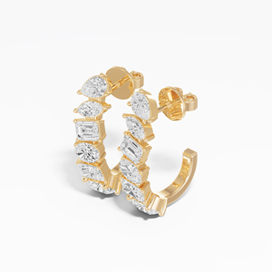 Boucles d'oreilles de mode en diamant de laboratoire de formes multiples 1.40 Ctw en or jaune 14K 18K certifié luxe cadeau bijoux élégants - Product Image 2