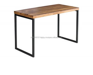 Modern <b>Desk</b> Powder Coated Metal Legs Sheesham <b>Wood</b> Study Table Workstation Multi-Purpose Table - Product Image 5