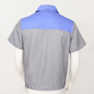 Chemises de travail cargo Chemise à manches courtes pour hommes Chemise de travail de haute qualité Fermeture éclair sur le devant/bouton Couleur grise - Product Image 4
