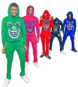 Conjunto de pantalones de chándal con capucha unisex talla XL para hombre, estampado apilado acampanado grueso personalizado 100% algodón para primavera invierno temporada OEM/ODM - Product Image 1