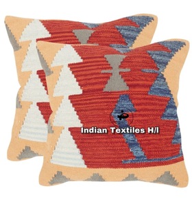 ITHL High Quality Kilim <b>Cushion</b> Cover Handmade Moroccan Wool Artisan Design for Home Decoration Woven Vintage <b>Indian</b> Supplier - Product Image 1