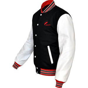 แจ็กเก็ตเลตเตอร์แมนสำหรับผู้ชายขนาดผู้ใหญ่แจ็กเก็ตเลตเตอร์แมนแขนหนัง - Product Image 2