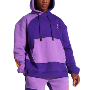 Dec Oem 60% algodón 40% poliéster llama Polar Color bloque dos tonos corte y coser Sudadera con capucha dos colores para Hombre Sudaderas con capucha púrpura viento - Product Image 1