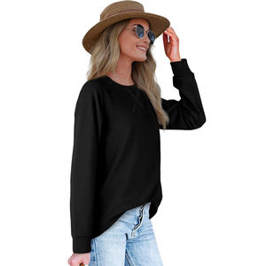 Nuevo Otoño Invierno nueva Alta Calidad bloque sólido Color polar mujer sudadera gota hombro recortado cuello redondo sudadera - Product Image 2