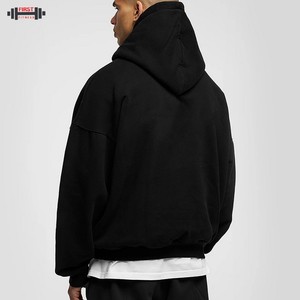 Meilleure qualité noir personnalisé de haute qualité pull à capuche hommes français éponge coton surdimensionné lourd 300gsm hiver plaine teint - Product Image 2