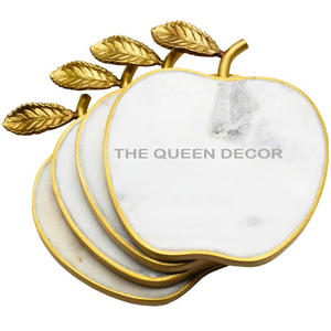 Sous-verres en métal au design martelé Top Selling Table Decor Wood & Stone Gold Finishing Kitchenware Decorative Coaster - Product Image 5