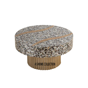 Best Design Round Shaped Metal Mother of Pearls Coffee Table Premium Quality American Style Home Cafe Villa Decor Use - Product Image 1