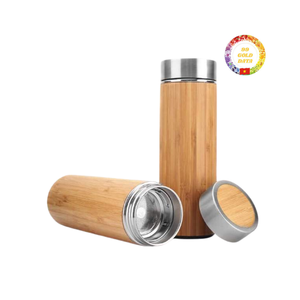 Thermos en bambou écologique Bouteille d'eau isolée à double paroi en acier inoxydable pour le café et le thé - Product Image 1