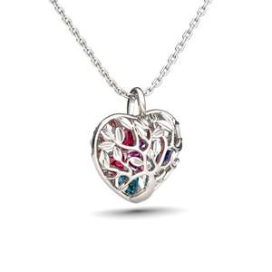 Collar con Colgante de Corazón con Piedra de Nacimiento en Acero Inoxidable Chapado en Rodio Jeulia - Product Image 2