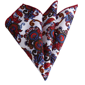 <b>Red</b> Blue Shawl Patterned Cotton Printed Collar <b>Handkerchief</b> - Product Image 1