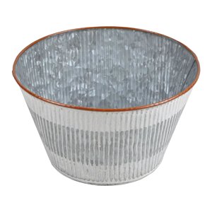 Maceta de flores redonda de Metal con acabado galvanizado de diseño de revestimiento para maceta decorativa interior y exterior Juego de 3 hechos a mano - Product Image 6