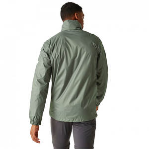 Veste de pluie pour homme, coupe-vent imperméable, sans capuche |   Coquille d'entraînement réfléchissante argentée métallisée |   Veste de survêtement athlétique légère - Product Image 3