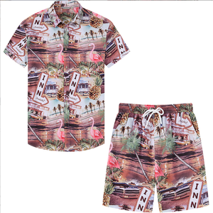 Ensemble chemises et Shorts hawaïens pour hommes, fleurs, <span class=keywords><strong>costume</strong></span> hawaïen, pour soirée à la plage, nouvelle collection, - Product Image 5