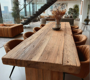Table à manger carrée moderne en bois massif écologique faite à la main pour hôtel et usage domestique, mobilier de salle à manger 6 places - Product Image 3